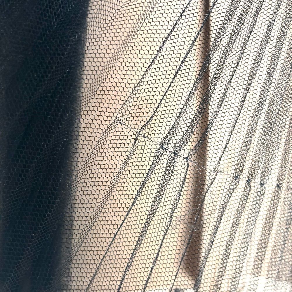 Vintage Vera Wang Sheer Tulle Mesh Top | Nude & Black Balletcore Designer Blouse - Picture 9 of 10